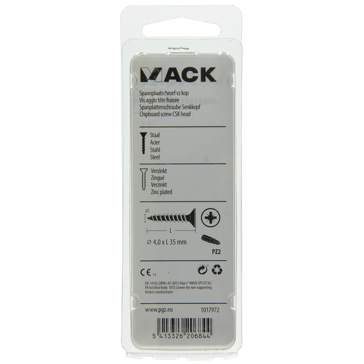 Load image into Gallery viewer, Mack 1017972 - spaanplaatschroef vz kop geelverz. 50st 4,0 x 35 mm | 5 stuks