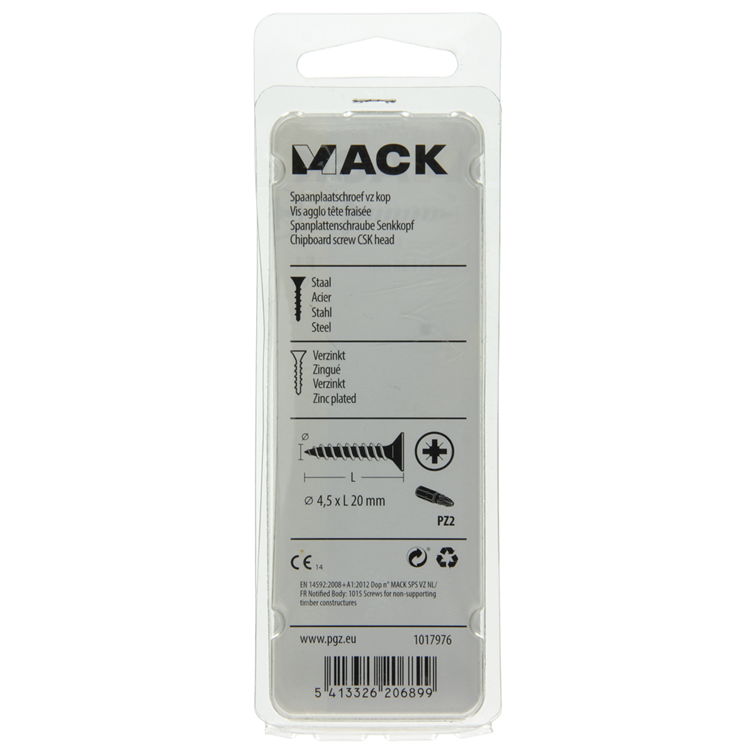 Load image into Gallery viewer, Mack 1017976 - spaanplaatschroef vz kop geelverz. 70st 4,5 x 20 mm | 5 stuks