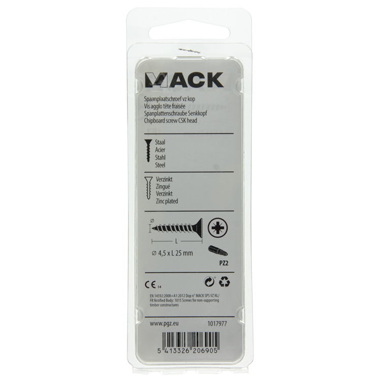 Load image into Gallery viewer, Mack 1017977 - spaanplaatschroef vz kop geelverz. 60st 4,5 x 25 mm | 5 stuks