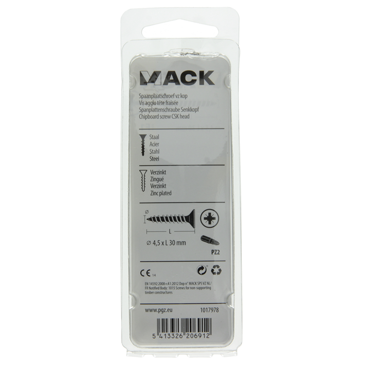 Load image into Gallery viewer, Mack 1017978 - spaanplaatschroef vz kop geelverz. 50st 4,5 x 30 mm | 5 stuks