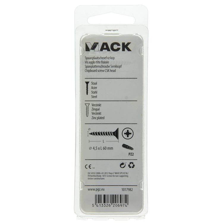 Load image into Gallery viewer, Mack 1017982 - spaanplaatschroef vz kop geelverz. 25st 4,5 x 60 mm | 5 stuks