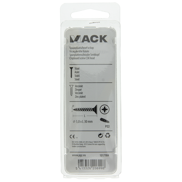 Load image into Gallery viewer, Mack 1017984 - spaanplaatschroef vz kop geelverz. 40st 5,0 x 30 mm | 5 stuks