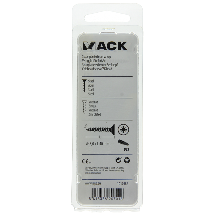Load image into Gallery viewer, Mack 1017986 - spaanplaatschroef vz kop geelverz. 30st 5,0 x 40 mm | 5 stuks