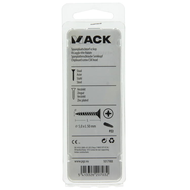 Load image into Gallery viewer, Mack 1017988 - spaanplaatschroef vz kop geelverz. 25st 5,0 x 50 mm | 5 stuks