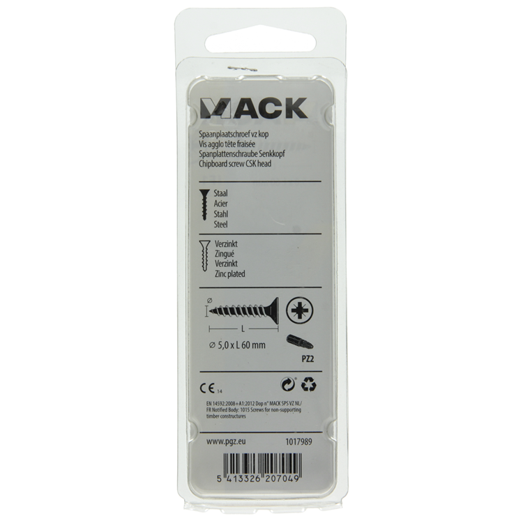 Load image into Gallery viewer, Mack 1017989 - spaanplaatschroef vz kop geelverz. 23st 5,0 x 60 mm | 5 stuks