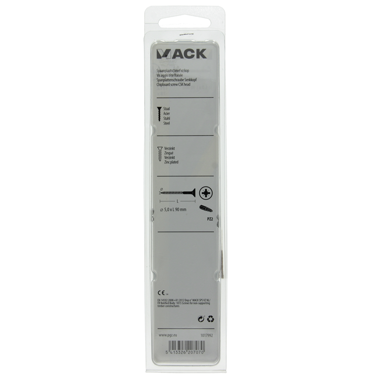 Load image into Gallery viewer, Mack 1017992 - spaanplaatschroef vz kop geelverz. 18st 5,0 x 90 mm | 5 stuks