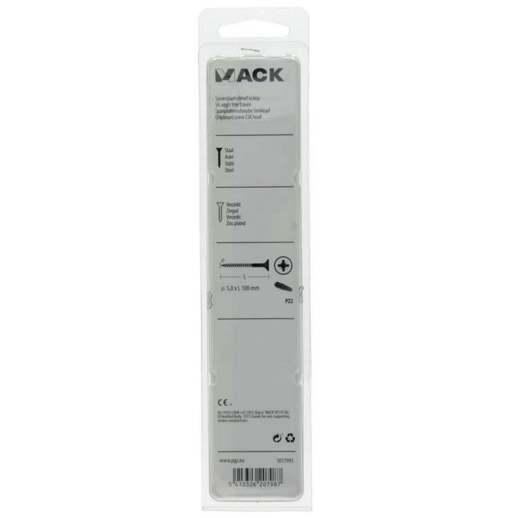 Load image into Gallery viewer, Mack 1017993 - spaanplaatschroef vz kop geelverz. 16st 5,0 x 100 mm | 5 stuks