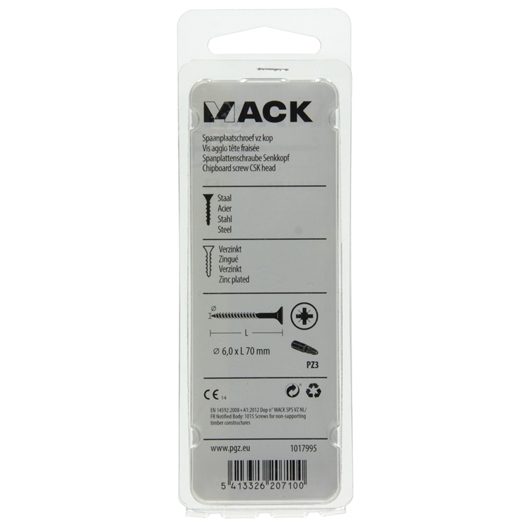 Load image into Gallery viewer, Mack 1017995 - spaanplaatschroef vz kop geelverz. 12st 6,0 x 70 mm | 5 stuks