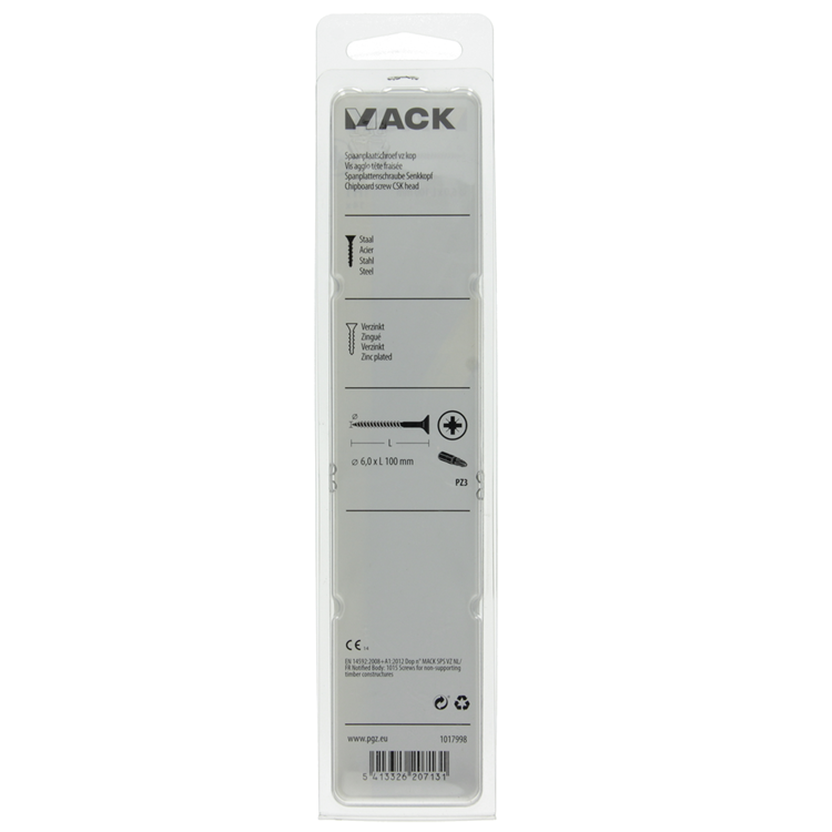 Load image into Gallery viewer, Mack 1017998 - spaanplaatschroef vz kop geelverz. 14st 6,0 x 100 mm | 5 stuks