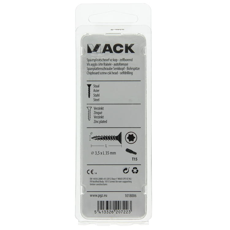 Load image into Gallery viewer, Mack 1018006 - spaanplschr.vzkop-zelfb. geelverz. 65 st 3,5 x 35 mm | 5 stuks