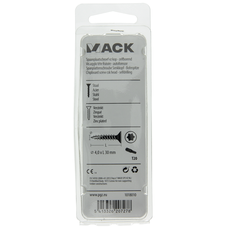 Load image into Gallery viewer, Mack 1018010 - spaanplschr.vzkop-zelfb. geelverz. 65 st 4,0 x 30 mm | 5 stuks