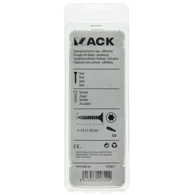 Load image into Gallery viewer, Mack 1018011 - spaanplschr.vzkop-zelfb. geelverz. 40 st 4,0 x 40 mm | 5 stuks