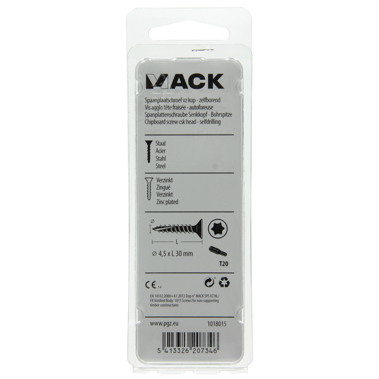 Load image into Gallery viewer, Mack 1018015 - spaanplschr.vzkop-zelfb. geelverz. 45 st 4,5 x 30 mm | 5 stuks