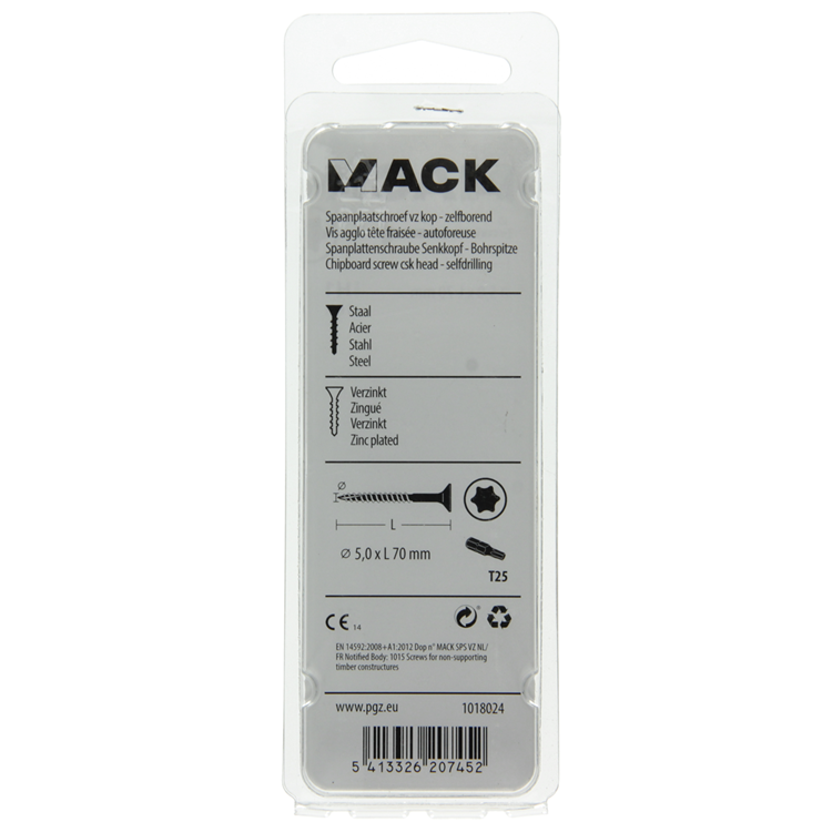 Load image into Gallery viewer, Mack 1018024 - spaanplschr.vzkop-zelfb. geelverz. 16 st 5,0 x 70 mm | 5 stuks