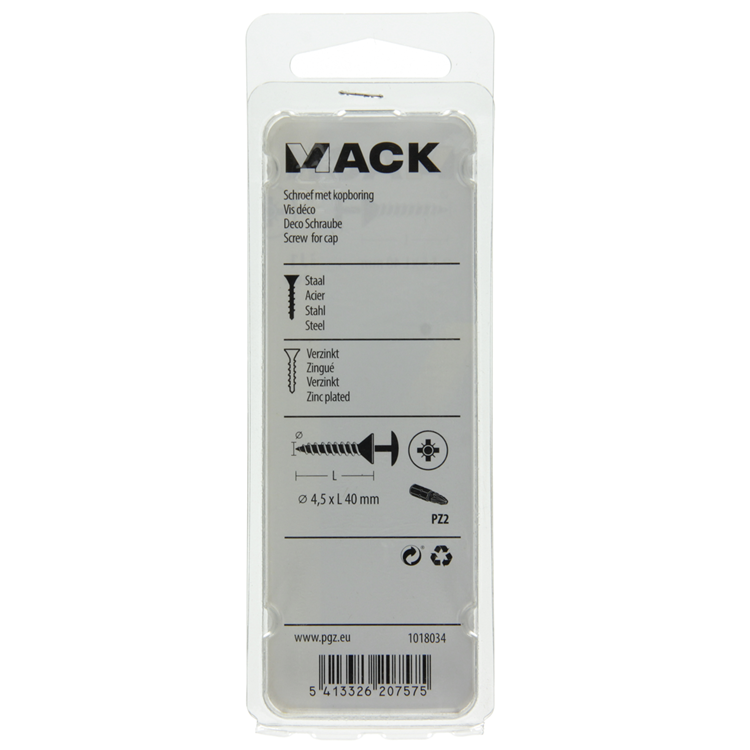 Load image into Gallery viewer, Mack 1018034 - schroef met kopboring staal verz. 30 st 4,5 x 40 mm | 5 stuks