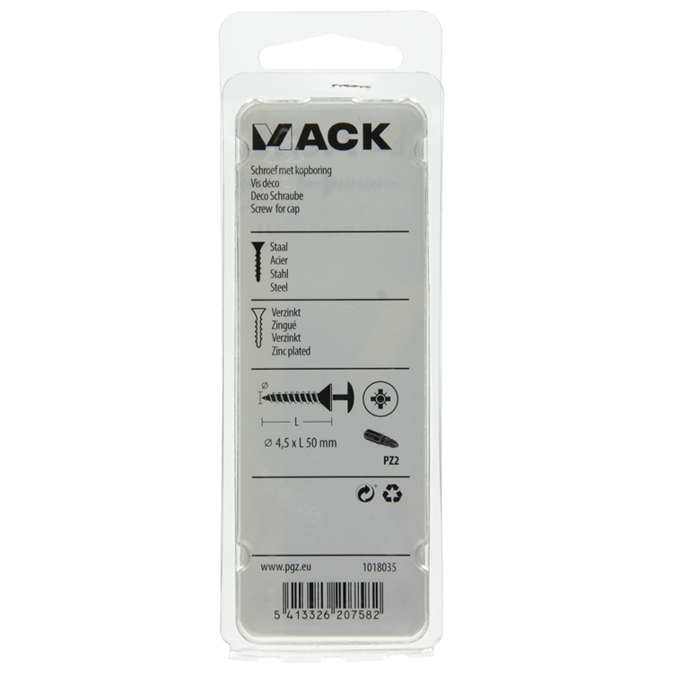 Load image into Gallery viewer, Mack 1018035 - schroef met kopboring staal verz. 24 st 4,5 x 50 mm | 5 stuks