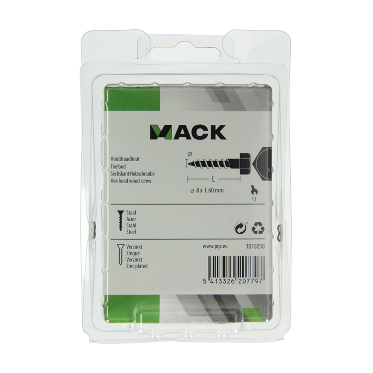 Load image into Gallery viewer, Mack 1018050 - houtdraadbout staal verzinkt 18 st 8 x 60 mm | 5 stuks