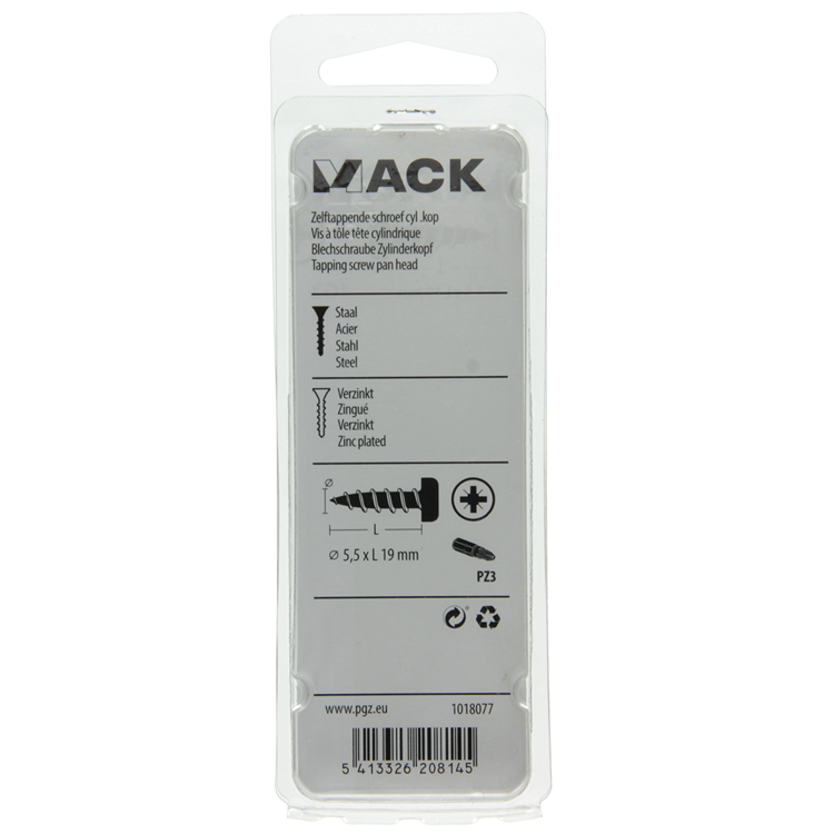 Load image into Gallery viewer, Mack 1018077 - zelftappende schroef cylkop verz. 25 st 5,5 x 19 mm | 5 stuks