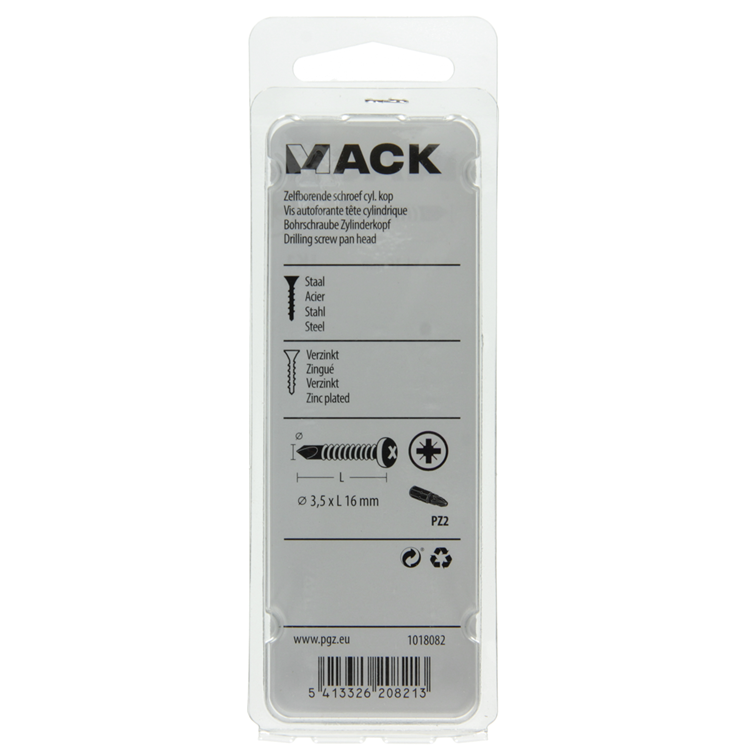 Load image into Gallery viewer, Mack 1018082 - zelfborende schroef cylkop verz.105st 3,5 x 16 mm | 5 stuks