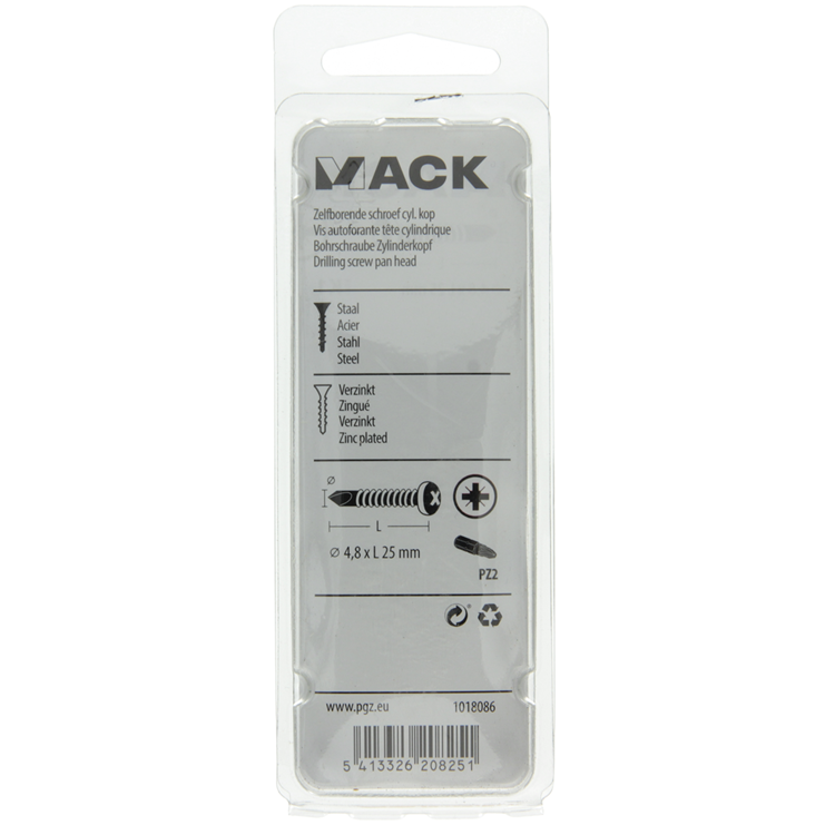 Load image into Gallery viewer, Mack 1018086 - zelfborende schroef cylkop verz 55st 4,8 x 25 mm | 5 stuks