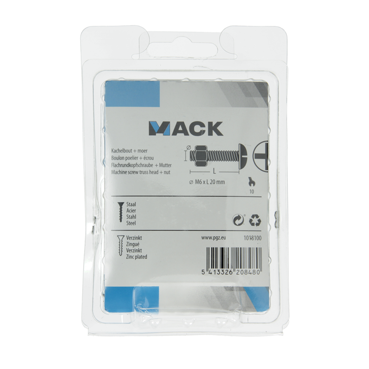 Load image into Gallery viewer, Mack 1018100 - kachelbout + moer staal verzinkt 40 st m6 x 20 mm | 5 stuks