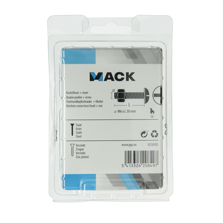 Load image into Gallery viewer, Mack 1018101 - kachelbout + moer staal verzinkt 35 st m6 x 30 mm | 5 stuks