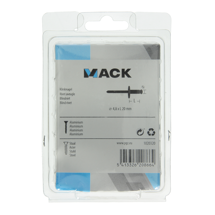 Load image into Gallery viewer, Mack 1020320 - 40 blindnieten alu brede kop 4,8x20mm | 3 stuks