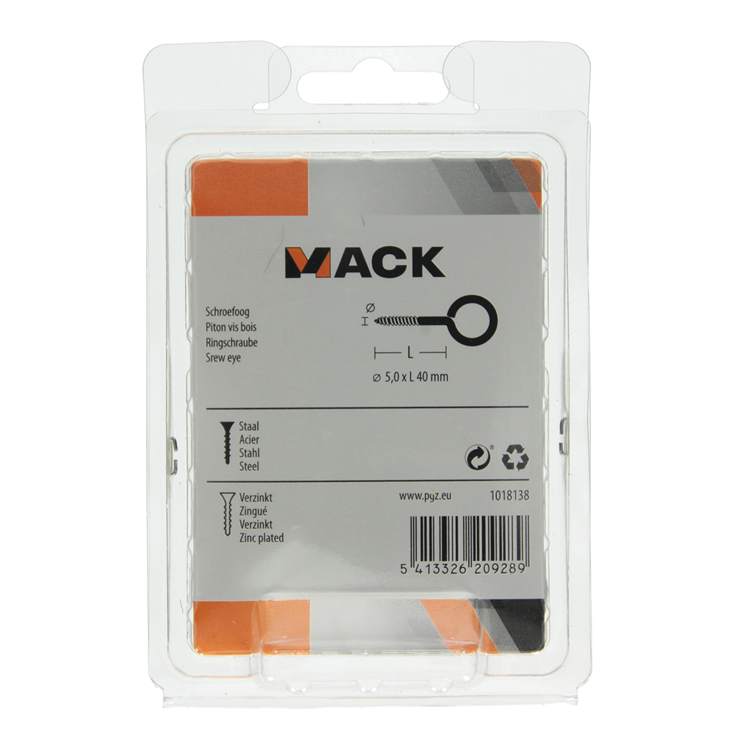Load image into Gallery viewer, Mack 1018138 - schroefoog staal verzinkt 15st 5,0 x 40 mm | 5 stuks