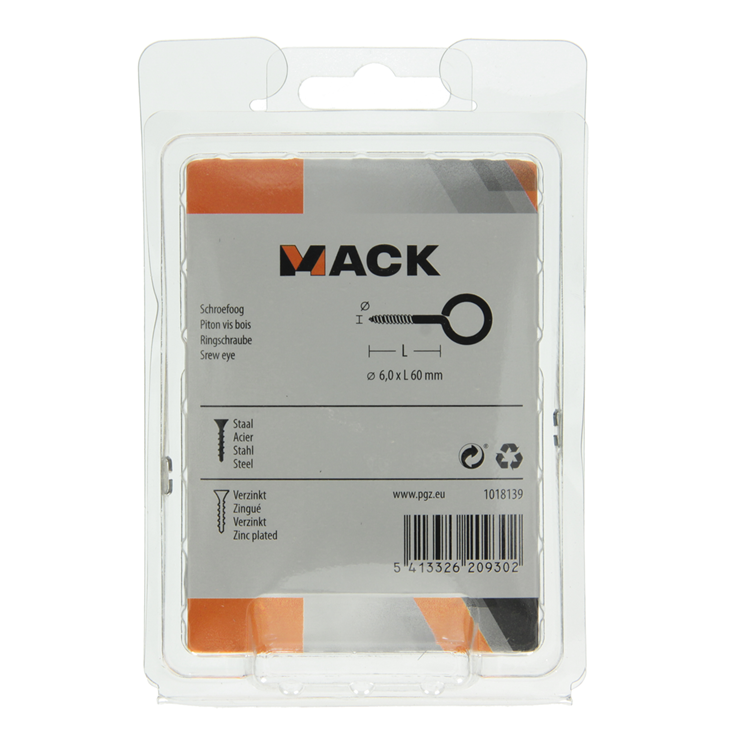 Load image into Gallery viewer, Mack 1018139 - schroefoog staal verzinkt 9 st 6,0 x 60 mm | 5 stuks