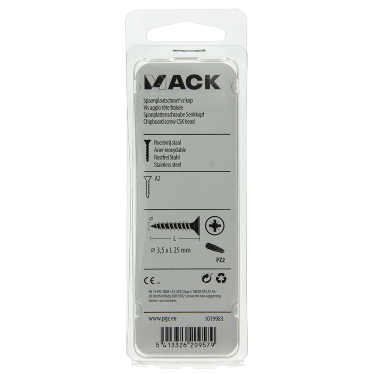Load image into Gallery viewer, Mack 1019983 - spaanplaatschroef vz kop rvs 85 st 3,5 x 25 mm | 5 stuks
