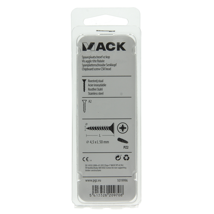 Load image into Gallery viewer, Mack 1019996 - spaanplaatschroef vz kop rvs 32 st 4,5 x 50 mm | 5 stuks