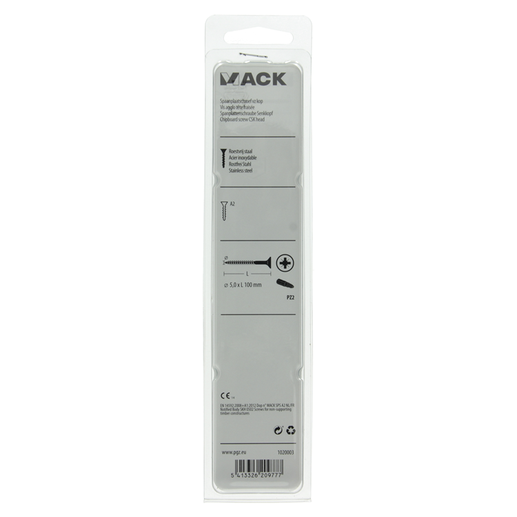 Load image into Gallery viewer, Mack 1020003 - spaanplaatschroef vz kop rvs 12 st 5,0 x100 mm | 5 stuks