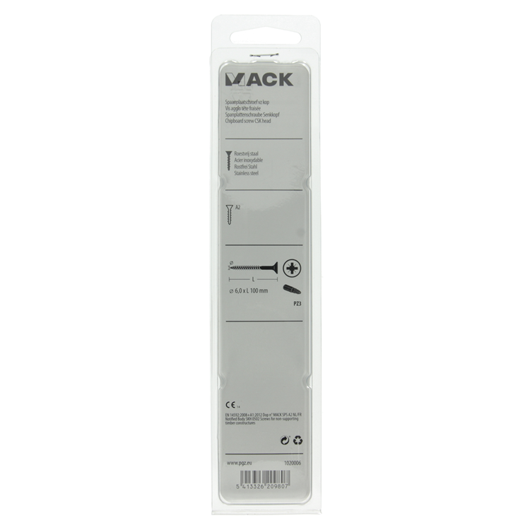 Load image into Gallery viewer, Mack 1020006 - spaanplaatschroef vz kop rvs 12 st 6,0 x 100mm | 5 stuks