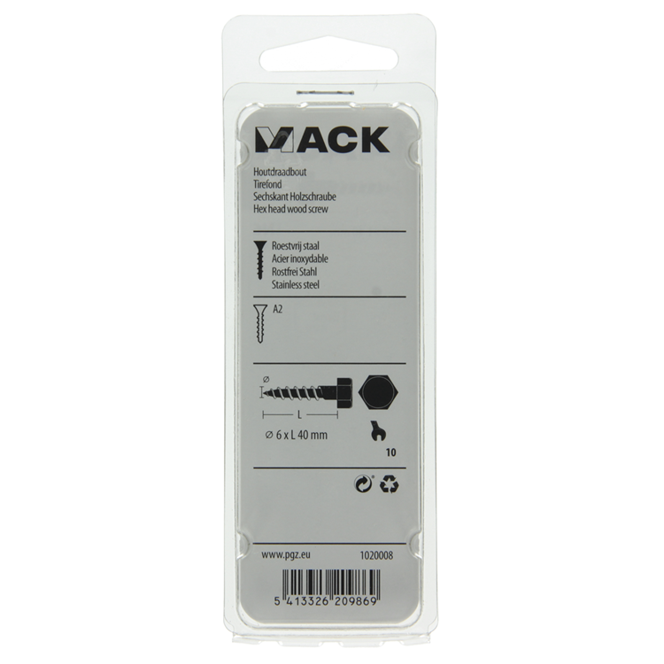 Load image into Gallery viewer, Mack 1020008 - houtdraadbout roestvrijstaal 14 st 6 x 40 mm | 5 stuks