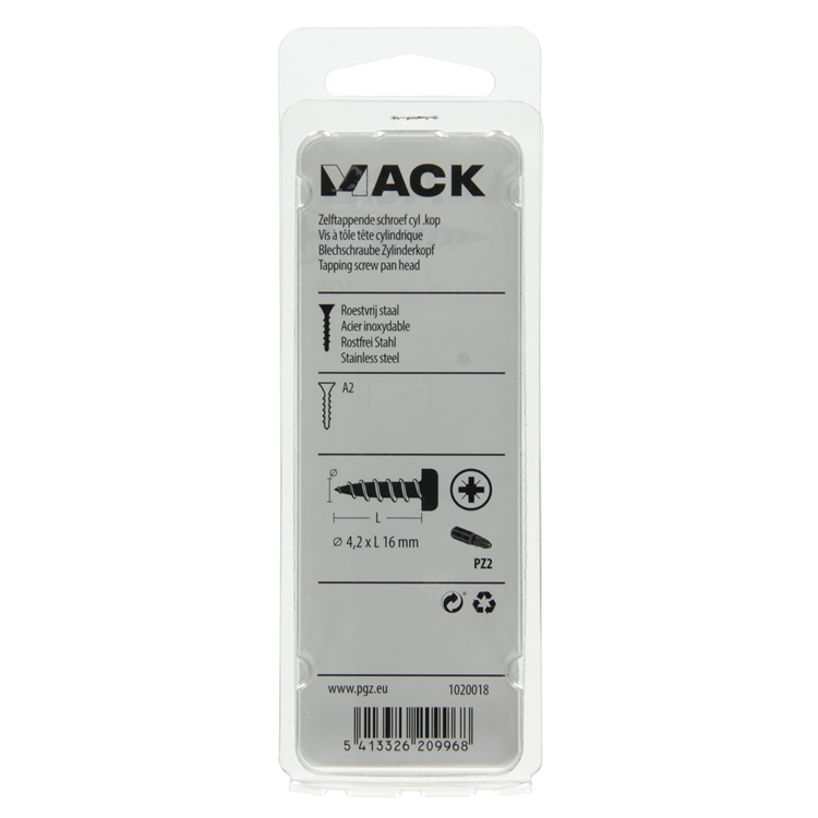 Load image into Gallery viewer, Mack 1020018 - zelftappende schroef cyl.kop a2 40 st 4,2 x 16 mm | 5 stuks