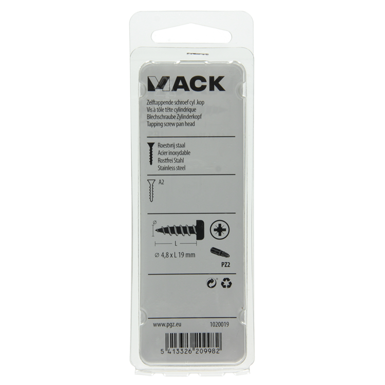 Load image into Gallery viewer, Mack 1020019 - zelftappende schroef cyl.kop a2 30 st 4,8 x 19 mm | 5 stuks