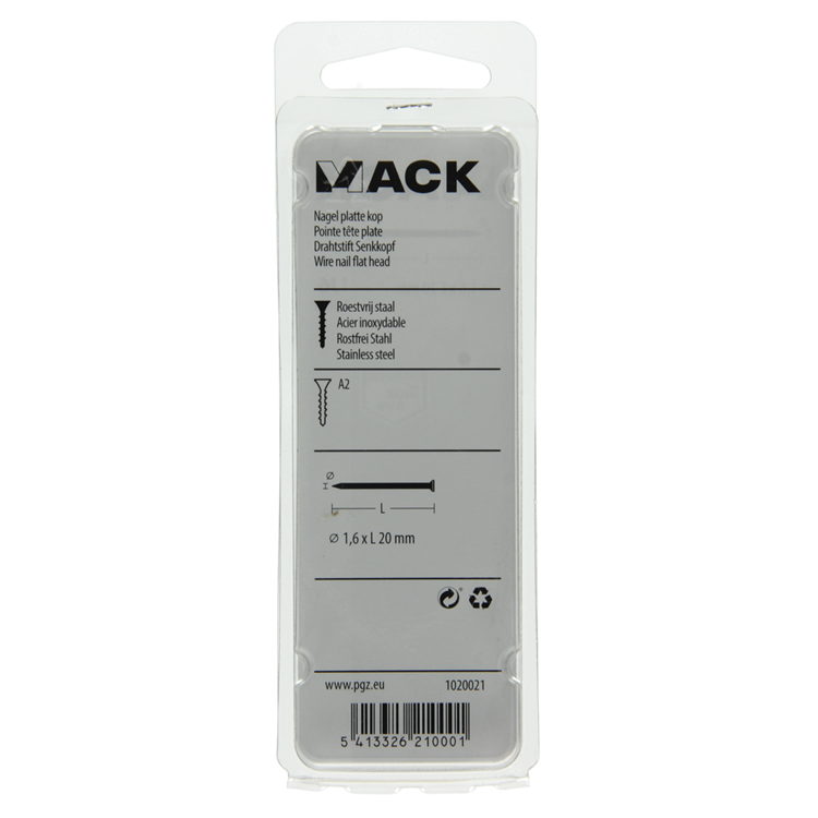 Load image into Gallery viewer, Mack 1020021 - nagel platte kop inox a2 100 st 1,6 x 20 mm | 5 stuks