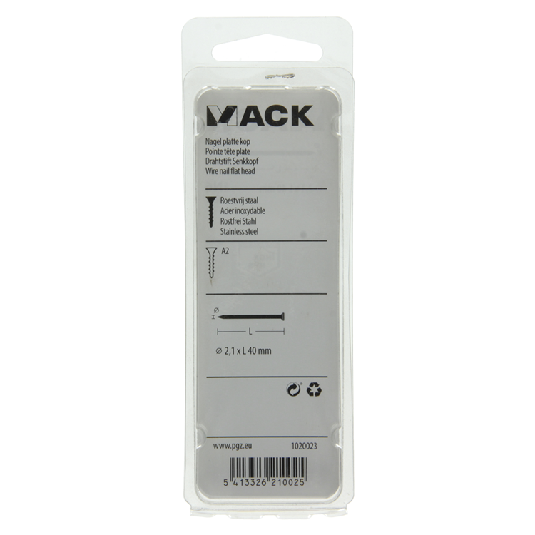 Load image into Gallery viewer, Mack 1020023 - nagel platte kop inox a2 60 st 2,1 x 40 mm | 5 stuks