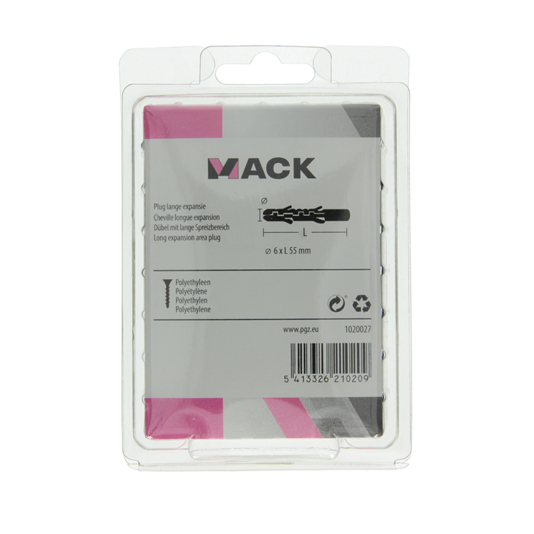 Load image into Gallery viewer, Mack 1020027 - plug lange expansie polyethyl 60 st 6 x 55 mm | 3 stuks