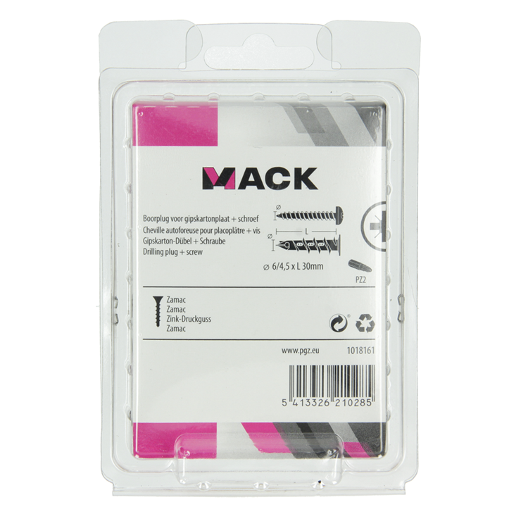 Load image into Gallery viewer, Mack 1018161 - boorplug vr gipskartplt + schr. zamac 15st 6 x 38 mm | 5 stuks