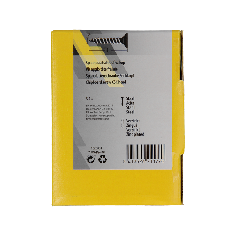 Load image into Gallery viewer, Mack 1020081 - spaanplaatschroef vz kop geel vz 200 st 3,0 x 35 mm | 5 stuks