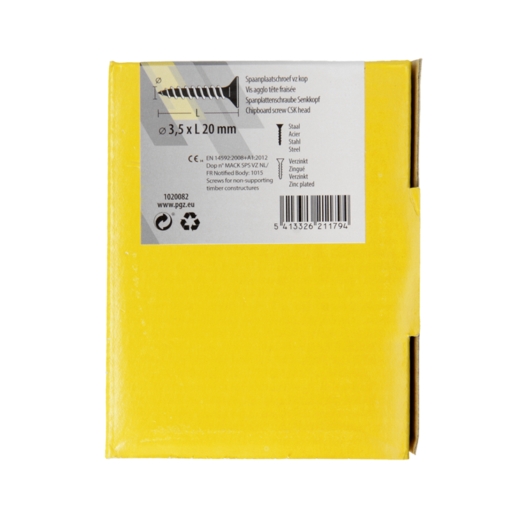 Load image into Gallery viewer, Mack 1020082 - spaanplaatschroef vz kop geel vz 200 st 3,5 x 20 mm | 5 stuks