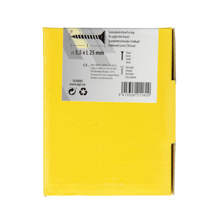 Load image into Gallery viewer, Mack 1020083 - spaanplaatschroef vz kop geel vz 200 st 3,5 x 25 mm | 5 stuks