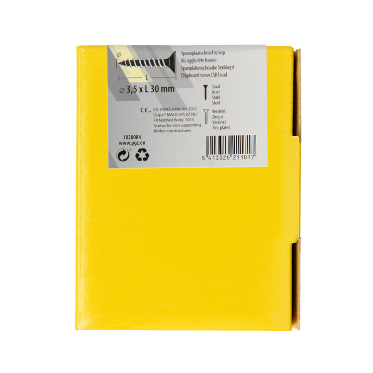 Load image into Gallery viewer, Mack 1020084 - spaanplaatschroef vz kop geelvz 200 st 3,5 x 30 mm | 5 stuks