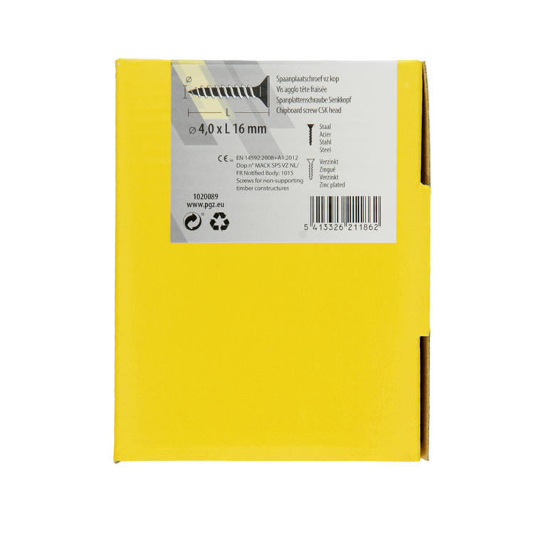 Load image into Gallery viewer, Mack 1020089 - spaanplaatschroef vz kop geel vz 200 st 4,0 x 16 mm | 5 stuks