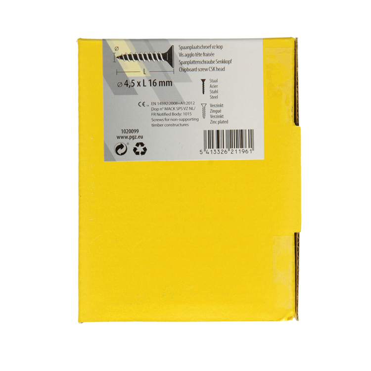 Load image into Gallery viewer, Mack 1020099 - spaanplaatschroef vz kop geel vz 200 st 4,5 x 16 mm | 5 stuks