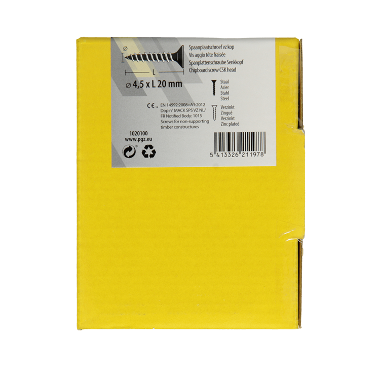 Load image into Gallery viewer, Mack 1020100 - spaanplaatschroef vz kop geel vz 200 st 4,5 x 20 mm | 5 stuks