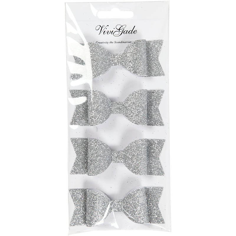 Afbeelding laden in galerijviewer, Https: www.cchobby.nl strikken-afm-31x85-mm-glitter-zilver-4-stuk-1-doos