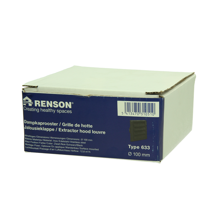 Load image into Gallery viewer, Renson 1069269 - inbouw dampkaprooster 633 inox zwart (dia 100) | 2 stuks
