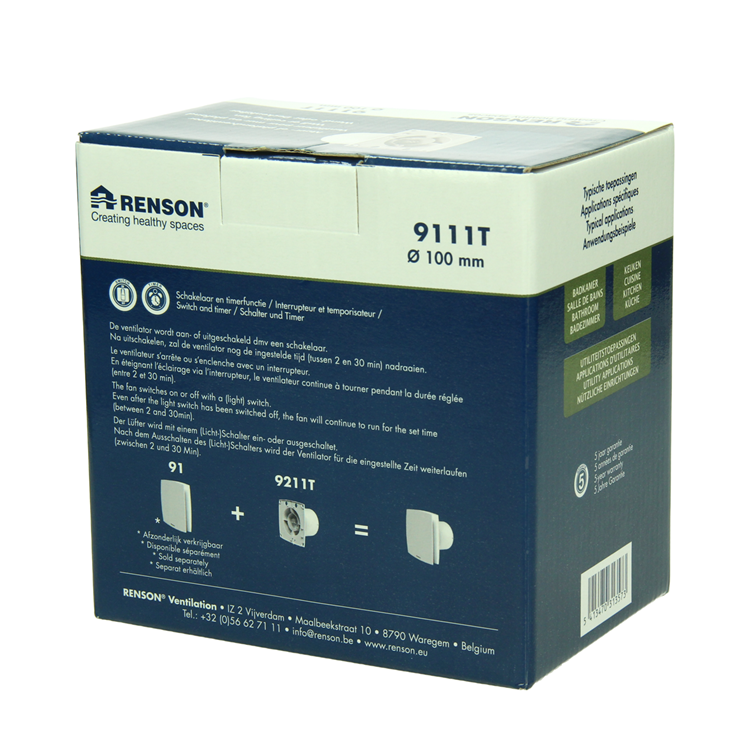Load image into Gallery viewer, Renson 1069251 - mech. ventilator met timer 9211t (dia 100) | 2 stuks